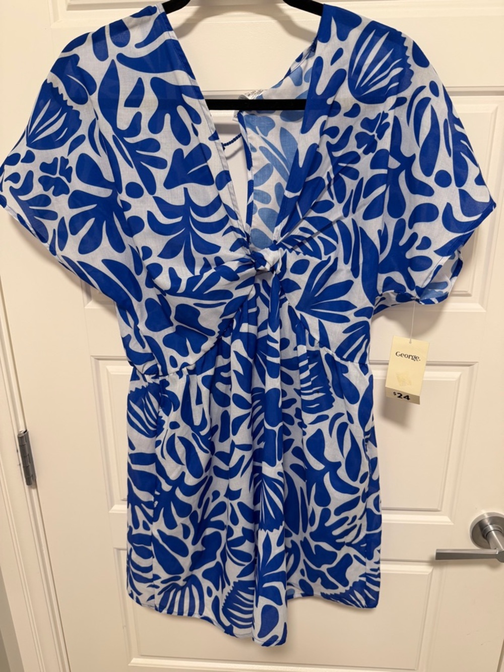 George Summer Dress Women’s Medium Blue White Floral – Lightweight Casual Beach